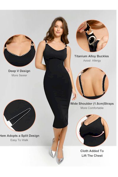 Versatile Elegance: Deep V Sling Shaping Dress