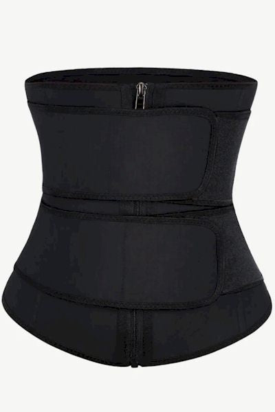 Ultimate Support: Black Plus Size Latex Double Belt Waist Trainer with 7 Steel Bones