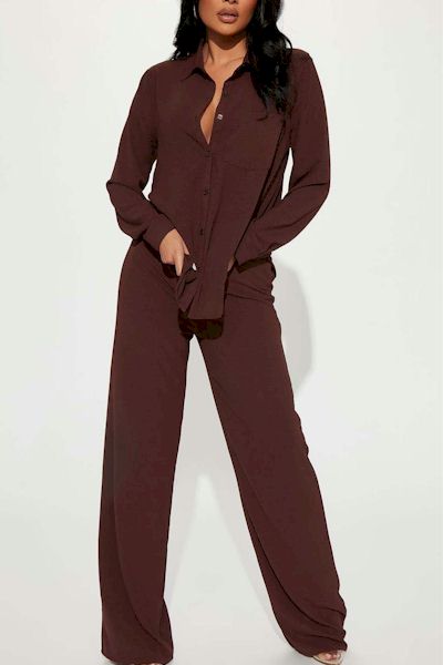 Load image into Gallery viewer, Slight Stretch Blouse and Pants Set in Elegant Pink
