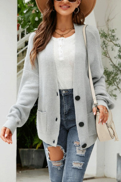 Load image into Gallery viewer, Weekend Chic: Casual V-Neck Knitted Sweater with Subtle Stretch
