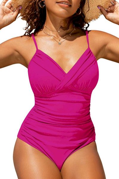 Load image into Gallery viewer, Chic Shirred Padded One-Piece Swimsuit (Wireless Bra)
