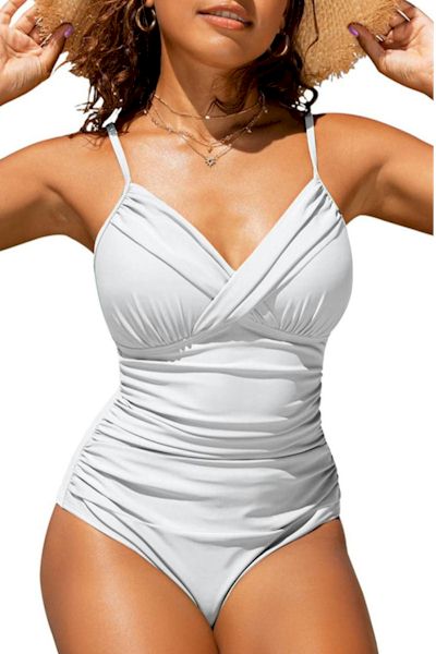 Load image into Gallery viewer, Chic Shirred Padded One-Piece Swimsuit (Wireless Bra)
