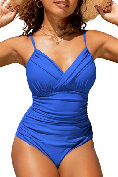 Load image into Gallery viewer, Chic Shirred Padded One-Piece Swimsuit (Wireless Bra)
