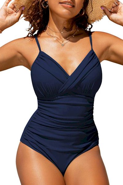 Load image into Gallery viewer, Chic Shirred Padded One-Piece Swimsuit (Wireless Bra)
