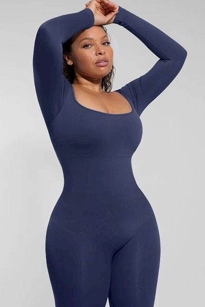 ContourFlex Inverted T-Shoulder Flared Jumpsuit