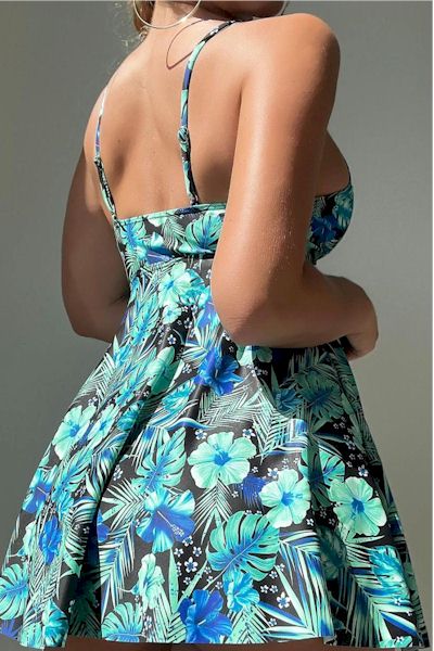 Load image into Gallery viewer, Floral Fantasy Padded Dress Tankini Set
