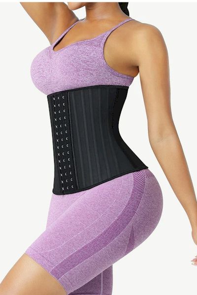 Load image into Gallery viewer, Sculpted Strength: Hot Black Latex Waist Training Corset with 25 Steel Boned Cincher
