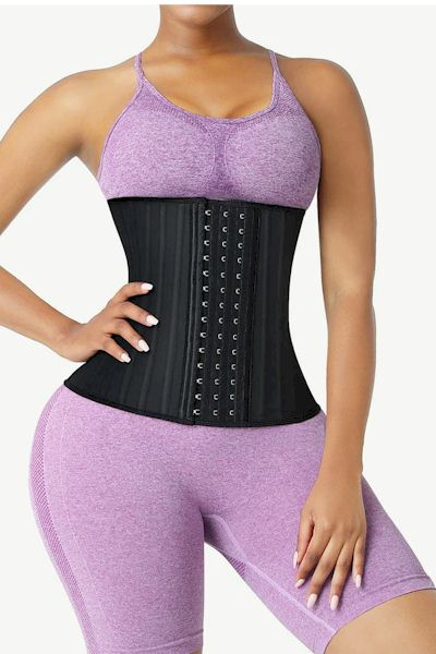 Load image into Gallery viewer, Sculpted Strength: Hot Black Latex Waist Training Corset with 25 Steel Boned Cincher
