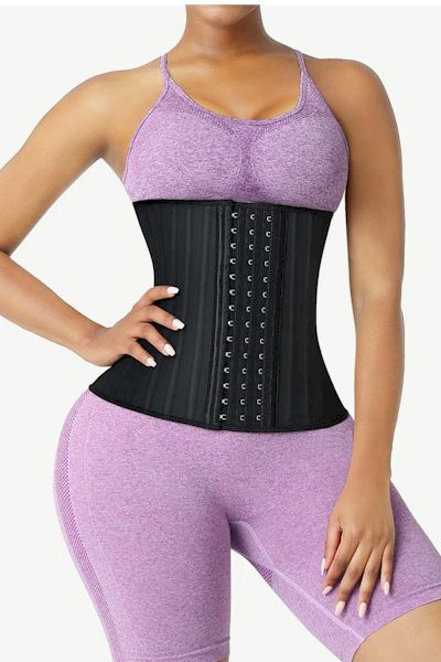 Load image into Gallery viewer, Sculpted Strength: Hot Black Latex Waist Training Corset with 25 Steel Boned Cincher
