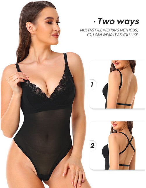 Load image into Gallery viewer, Shapewear Bodysuit Sexy Lingerie  Lace Thong Panties
