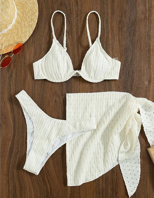 Load image into Gallery viewer, Head-Turner Alert: Stylish Solid Bandage Three Piece Bikini Set
