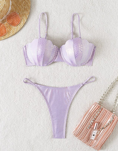 Load image into Gallery viewer, Glitter Bombshell: Make a Statement with our Sexy Push Up Bikini
