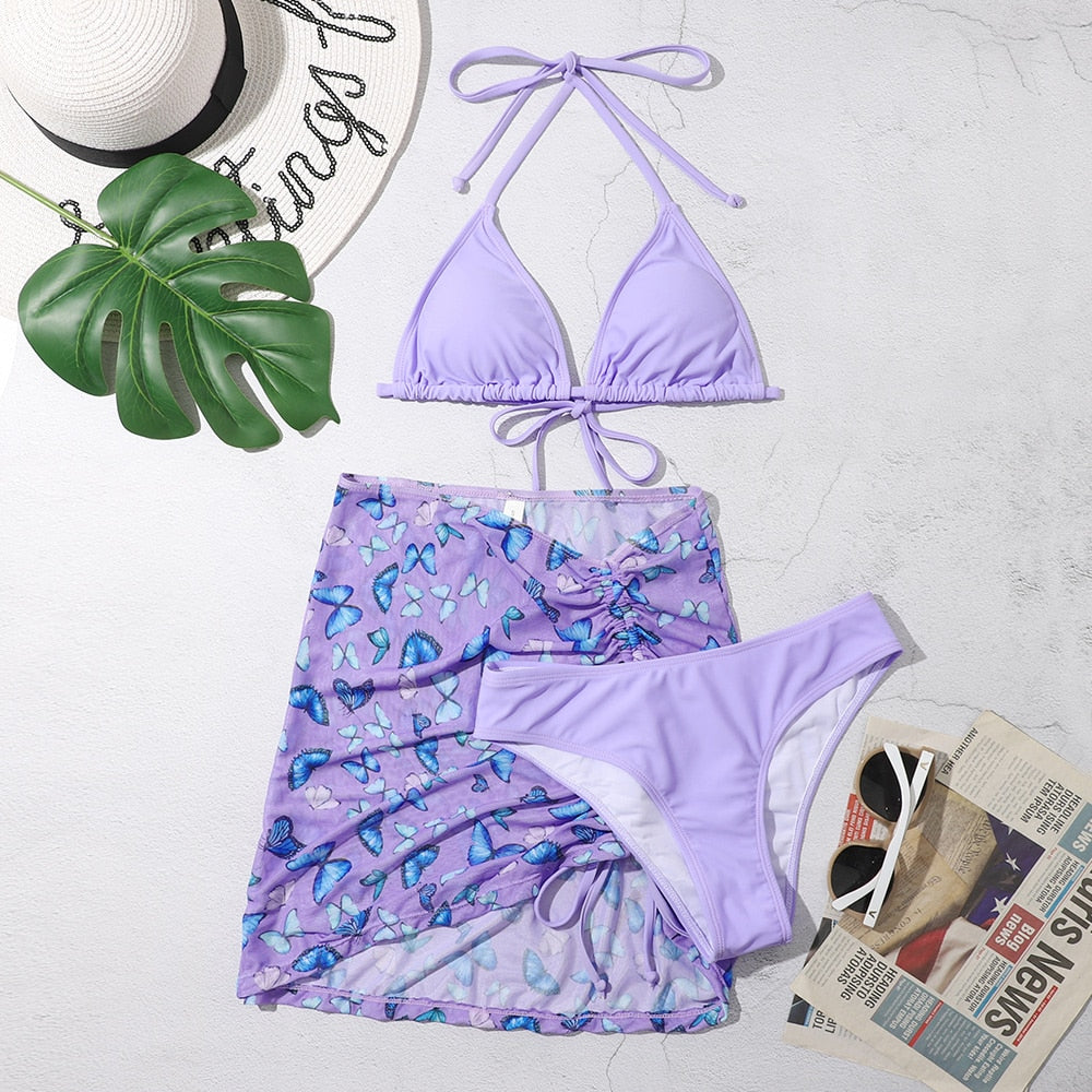 Tie-Dye Temptation: Radiant 3-Piece Bikini Set