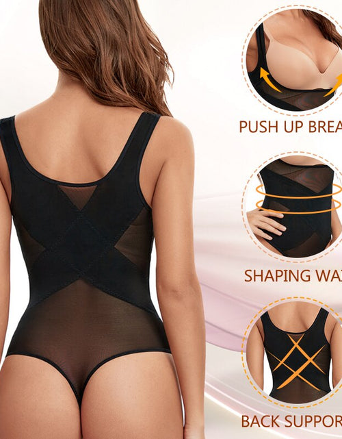 Load image into Gallery viewer, Mesh Thongs Bodysuit Shapewear Women Seamless Full Body Shaper Waist Slim Tummy Control Underwear Flat Belly Underbust Corset
