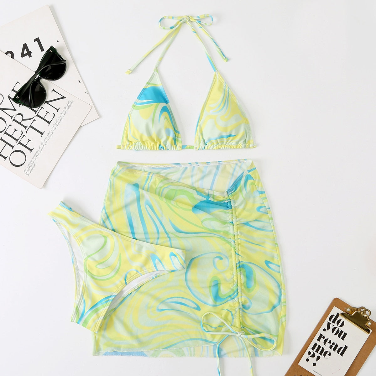 Tie-Dye Temptation: Radiant 3-Piece Bikini Set