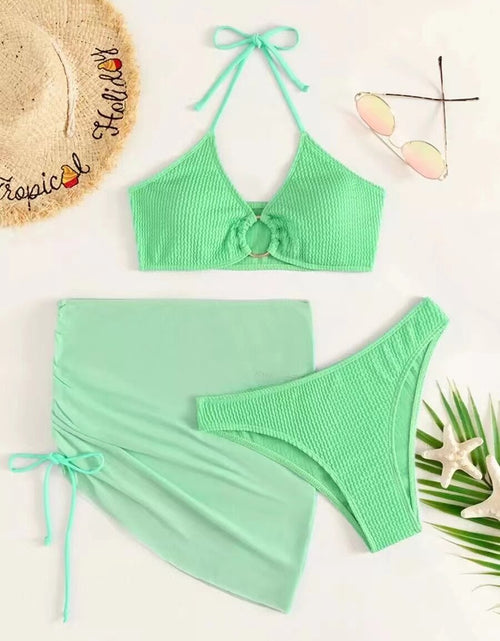 Load image into Gallery viewer, Beach Bombshell Alert: Make Waves with our 3-Piece High-Waisted Bikini!
