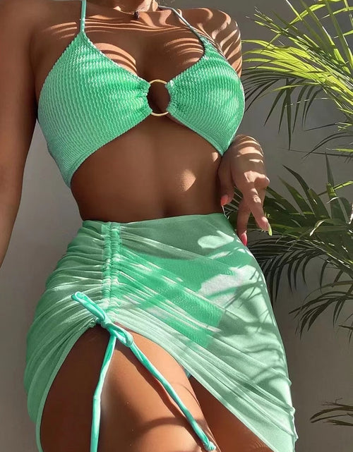 Load image into Gallery viewer, Beach Bombshell Alert: Make Waves with our 3-Piece High-Waisted Bikini!
