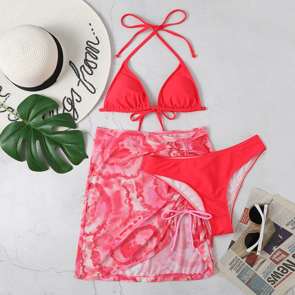 Tie-Dye Temptation: Radiant 3-Piece Bikini Set