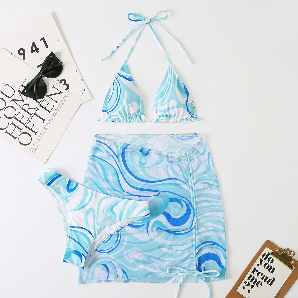 Tie-Dye Temptation: Radiant 3-Piece Bikini Set