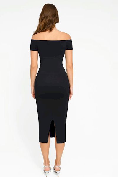 Sculpted Sophistication: Waist-Enhancing Slit Hem Dress