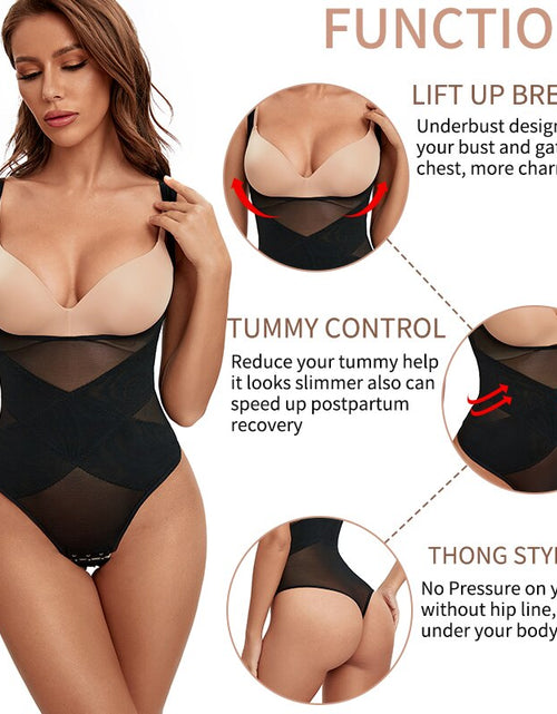 Load image into Gallery viewer, Mesh Thongs Bodysuit Shapewear Women Seamless Full Body Shaper Waist Slim Tummy Control Underwear Flat Belly Underbust Corset
