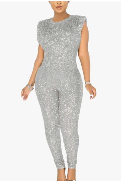 Load image into Gallery viewer, Showstopping Sequin Sleeveless Jumpsuit
