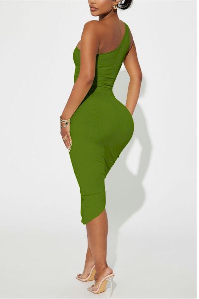 Load image into Gallery viewer, Seductive Sophistication: One Shoulder Oblique Hem Midi
