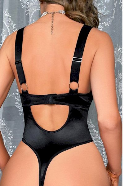 Load image into Gallery viewer, Unveil Your Sensuality: Slight Stretch Cutout Black Teddy with Underwire
