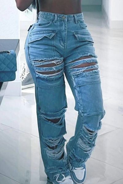 Load image into Gallery viewer, Embrace Your Curves in Our Sexy Slight Stretch Denim Hollow High-Waist Jeans
