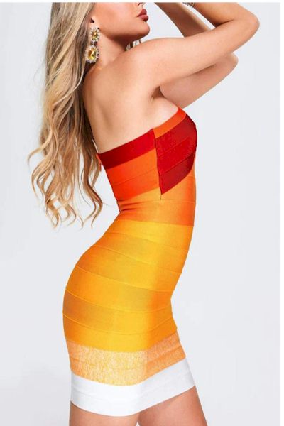 Load image into Gallery viewer, Showstopper Chic: Bewitching Bodycon with Gradient Stripe Shoulder Detail
