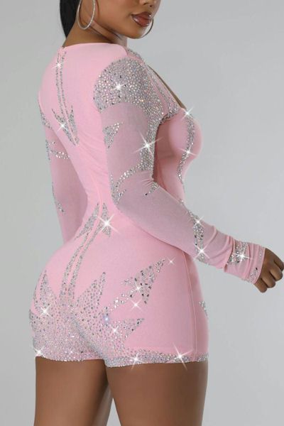 Rhinestone Radiance Square Neck Playsuit