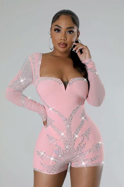 Load image into Gallery viewer, Rhinestone Radiance Square Neck Playsuit
