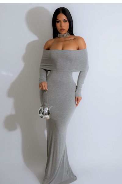 Load image into Gallery viewer, Effortless Chic: Slight Stretch Maxi with Modern Off-Shoulder Style
