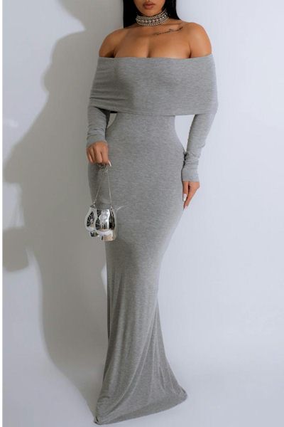 Load image into Gallery viewer, Effortless Chic: Slight Stretch Maxi with Modern Off-Shoulder Style
