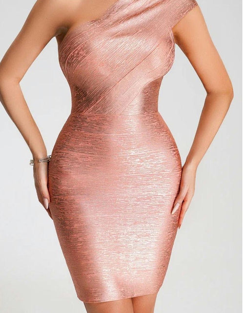 Load image into Gallery viewer, Own the Night in This Show-Stopping Mini Dress: One-Shoulder Zip, Bodycon
