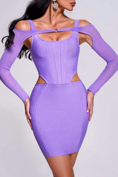 Load image into Gallery viewer, Sultry Elegance: Solid Tight Zip-Up Mini Dress with Mesh Sleeves
