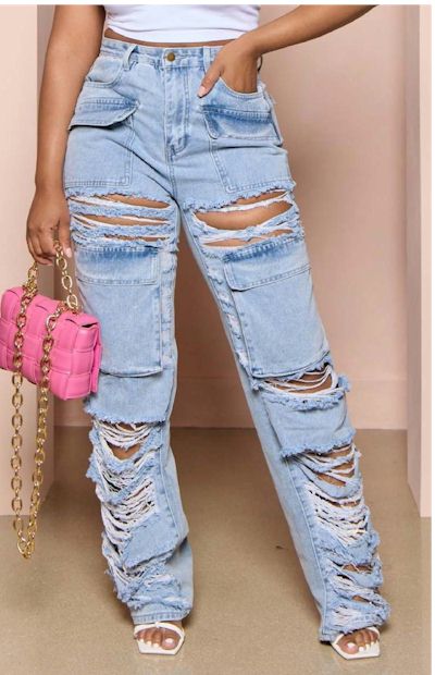 Load image into Gallery viewer, Non-Stretch Hole Pocket Straight Jeans: Timeless Fashion with a Modern Edge
