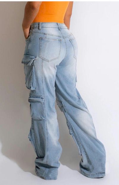 Load image into Gallery viewer, Confidence Meets Fashion: Non-Stretch Cargo Jeans in Sizes S - 2XL
