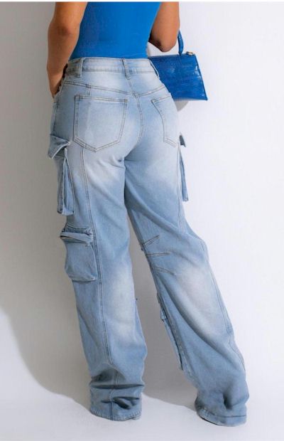 Confidence Meets Fashion: Non-Stretch Cargo Jeans in Sizes S - 2XL