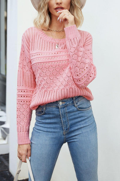 Load image into Gallery viewer, Casual slight stretch twist knitted pink turtleneck sweater
