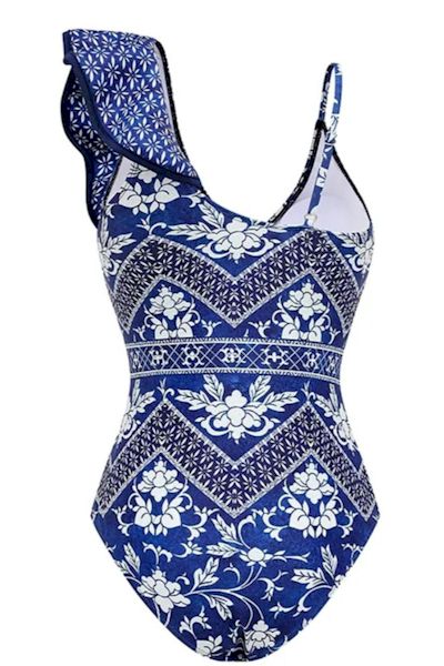 Load image into Gallery viewer, Vacay Vibes Ruffle Backless One-Piece: Printed Edition
