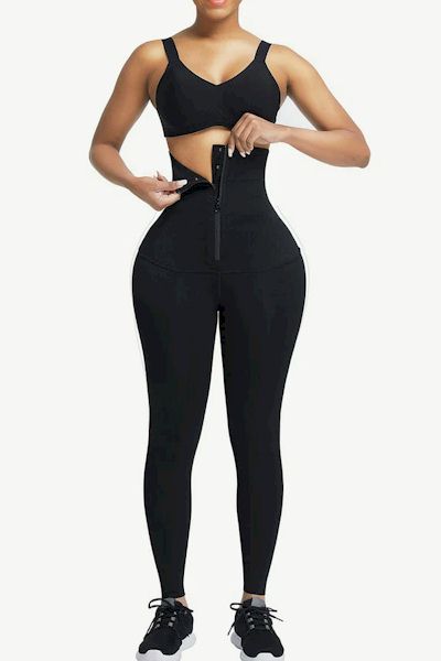 Enhanced Curves: 2-In-1 Black Waist Trainer Leggings for Hourglass Confidence