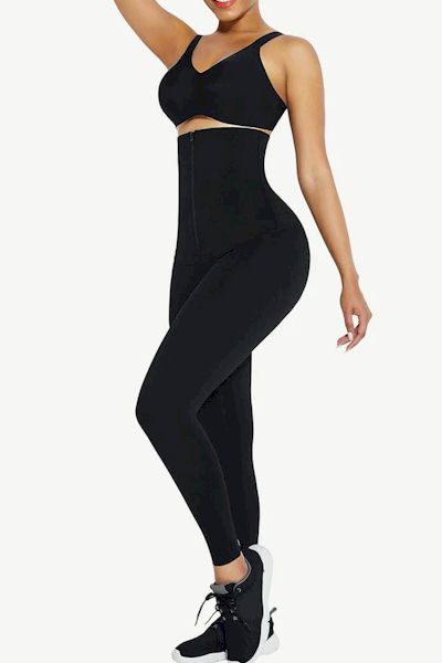 Enhanced Curves: 2-In-1 Black Waist Trainer Leggings for Hourglass Confidence