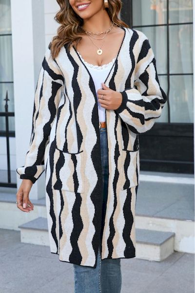 Load image into Gallery viewer, Elevate Your Style: Exquisite Knitted Colorblock Cardigan Sweater
