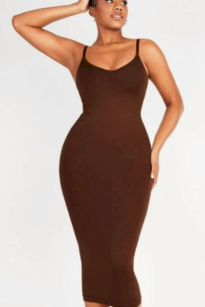 Elegance & Sustainability: Snatched Waistline in Spaghetti Strap Shaper Dress