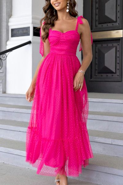 Load image into Gallery viewer, Exquisite Extra Small Inelastic Polka Dot Lace Up Maxi Dress
