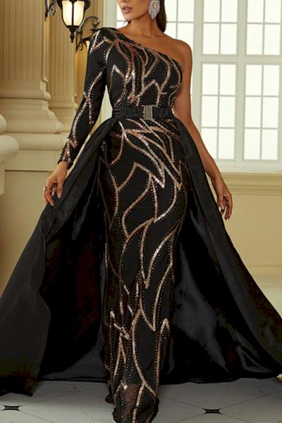 Load image into Gallery viewer, Exquisite Cape Dress: Be the Showstopper
