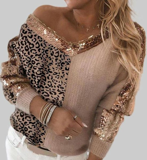 Load image into Gallery viewer, Wild Side Leopard Sweater: Add a Touch of Sparkle to Your Wardrobe
