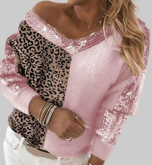 Load image into Gallery viewer, Wild Side Leopard Sweater: Add a Touch of Sparkle to Your Wardrobe
