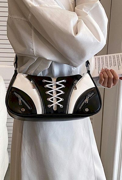 Load image into Gallery viewer, Contrast Color Chic: Elevate Your Style with our Exquisite Zip-Up Crossbody Bag
